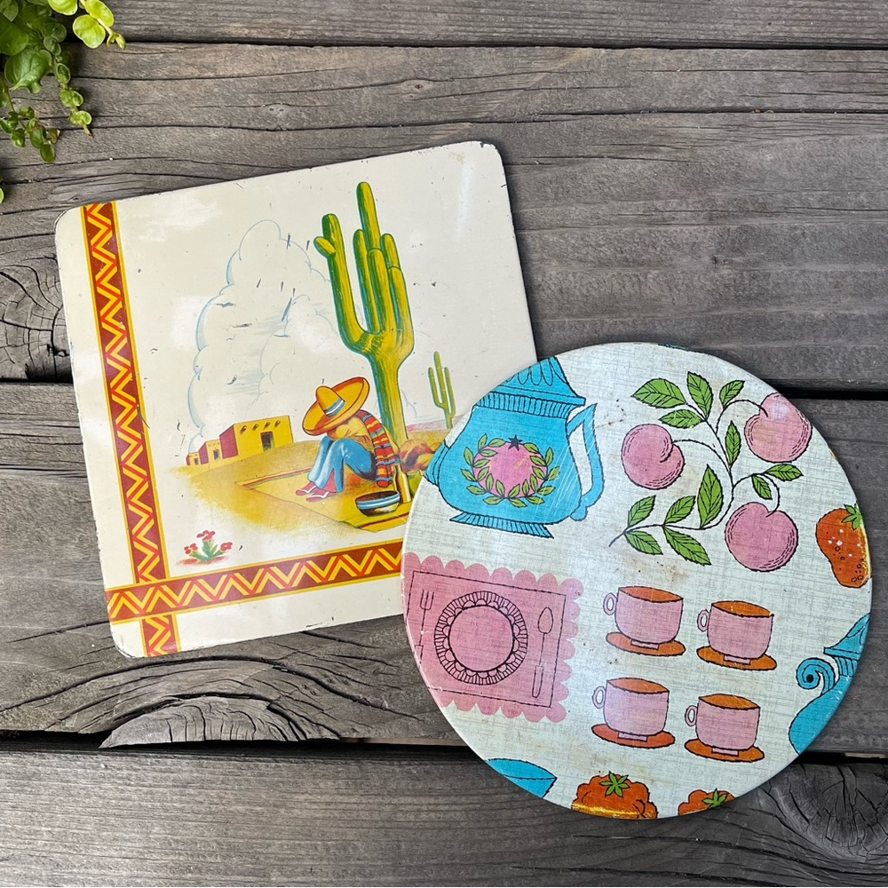 Vintage Metal Trivet Set – Southwestern & Retro Kitchen Themes - Picture 1 of 13